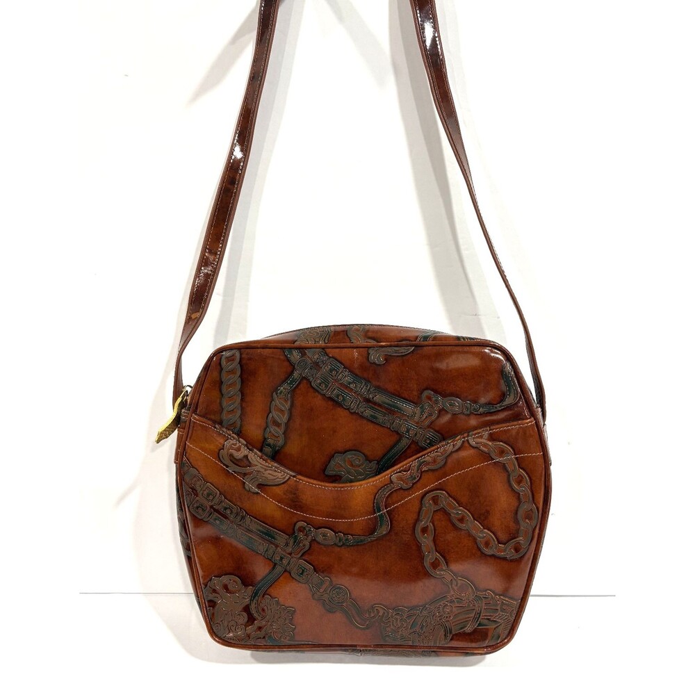 SONDRA ROBERTS EQUESTRIAN Vintage Italian LEATHER Crossbody/Shoulder Bag